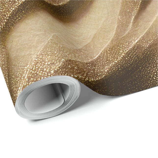 Papel De Presente Textura Brilho Glitter Dourado Padrão (Ponta do rolo)