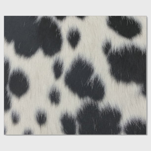 Papel De Presente textura de couro de vaca preto e branco pele anima