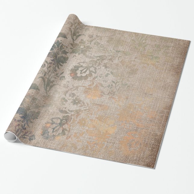 Papel De Presente Textura de Damasco Envelhecido (Desenrolado)