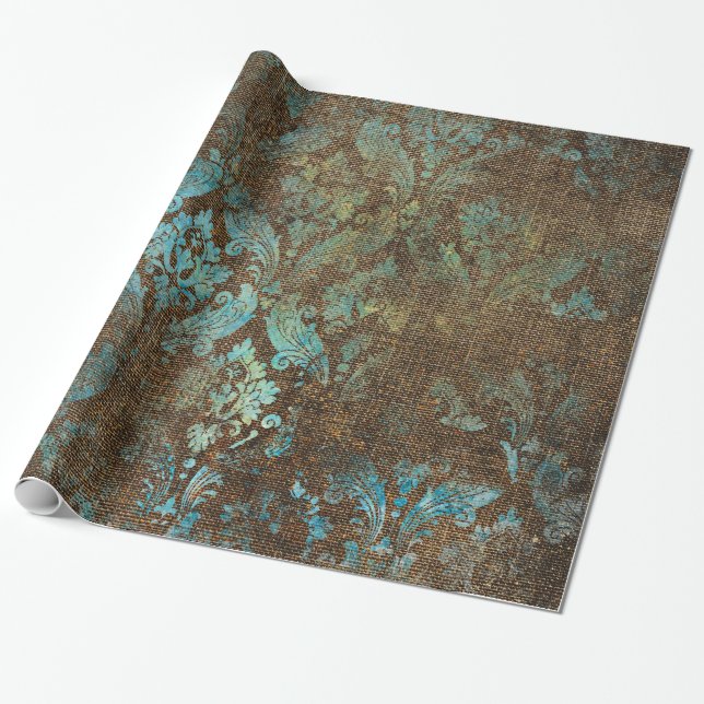 Papel De Presente Textura de Damasco Envelhecido (Desenrolado)