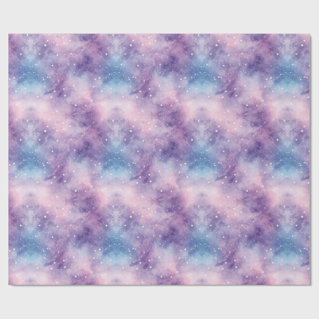 Papel De Presente Textura de Galáxia Roxa Azul (Aberto)