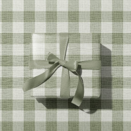 Papel De Presente Textura de Linho Xadrez Búfalo em Gingham Verde Sa