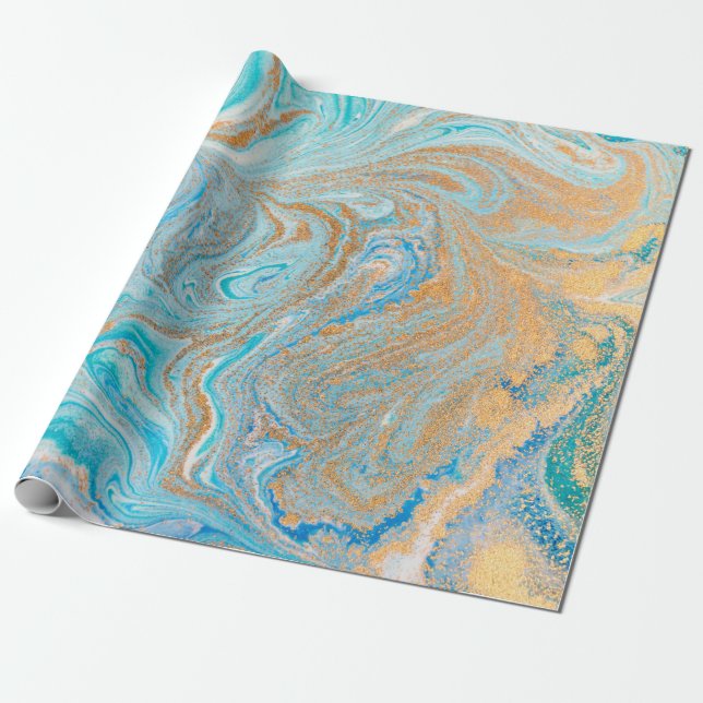 Papel De Presente textura de mármore azul abstrato (Desenrolado)