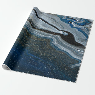 Papel De Presente Textura de mármore azul legal