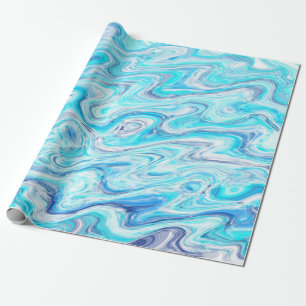 Papel De Presente Textura de mármore de onda azul oceânica abstrata