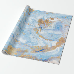 Papel De Presente Textura de pedra de mármore azul ouro moderna lega