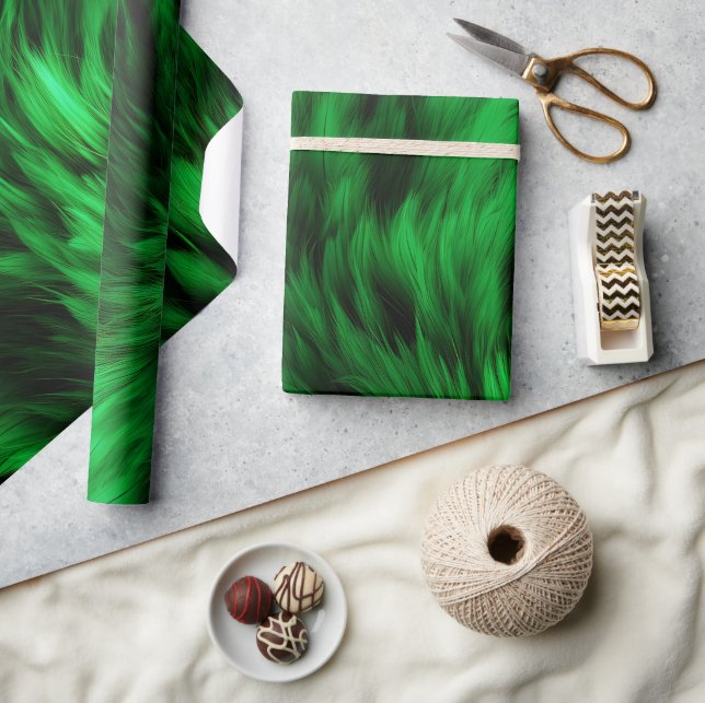 Papel De Presente Textura de pelo de monstro falso verde divertido (Artesanato)