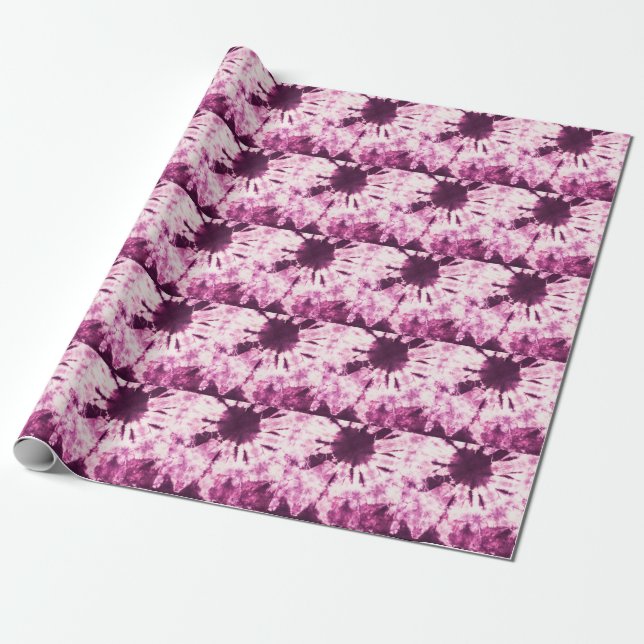 Papel De Presente Textura de Tie Dye Batik Roxo (Desenrolado)