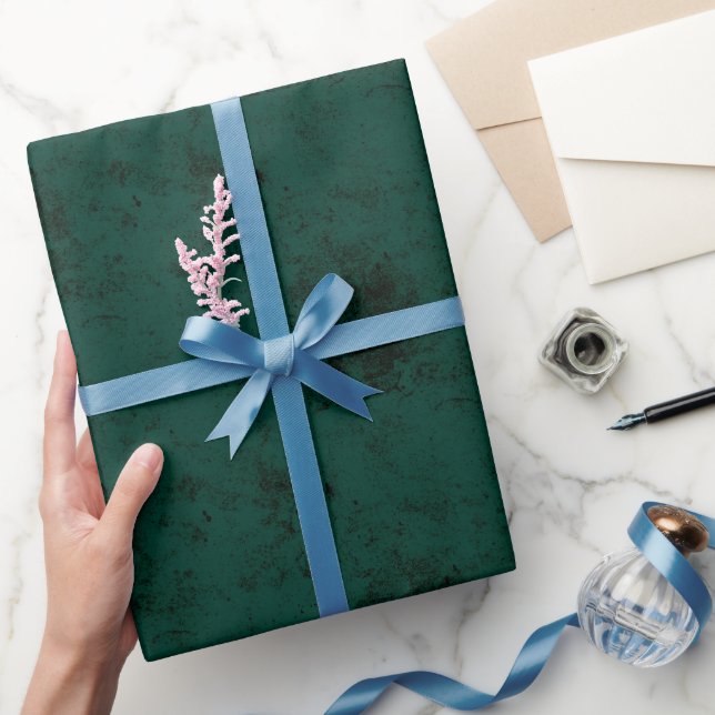 Papel De Presente Textura Elegante Verde Esmeralda Escuro Cor Sólida (Presentear)