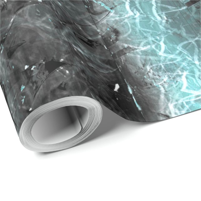 Papel De Presente Textura estranha com pequenas manchas de luz em az (Ponta do rolo)