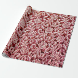 Papel De Presente Textura rosa fina de rendas com uma bela vinda