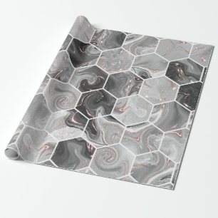 Papel De Presente Textura uniforme de hexágono mármore com padrão
