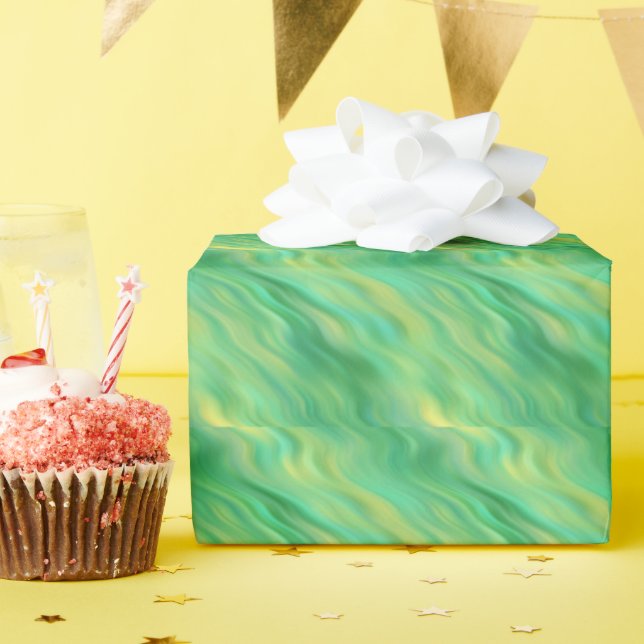 Papel De Presente Textura verde-ondulada (Festa de aniversário)