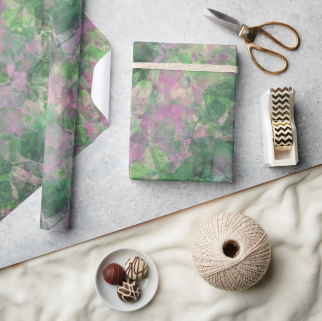 Papel De Presente Textura verde Primavera amassada (Artesanato)