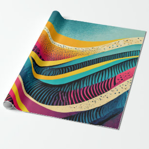 Papel De Presente Texturas curvas em cores vivas