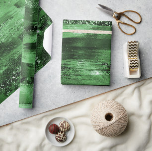 Papel De Presente Texturas de tinta e brilho falso verde elegante