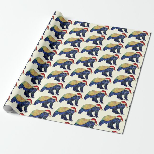 Papel De Presente Texugo-do-natal psicodélico badass (Desenrolado)