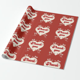 Papel De Presente Thank You Heart with Vintage Ribbon Bows Design