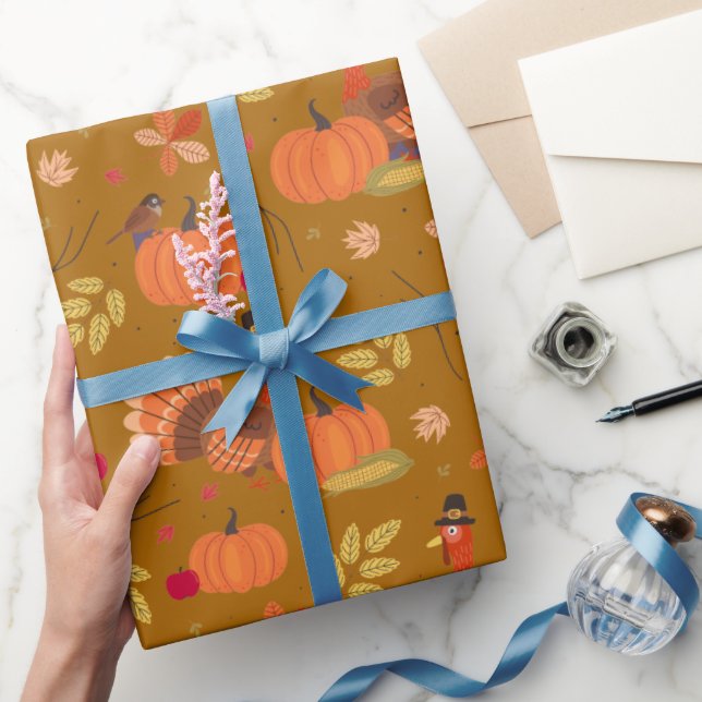 Papel De Presente Thanksgiving Turkey  Wrapping Paper (Presentear)