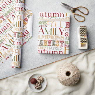 Papel De Presente Thanksgiving Typography Design Wrapping Paper