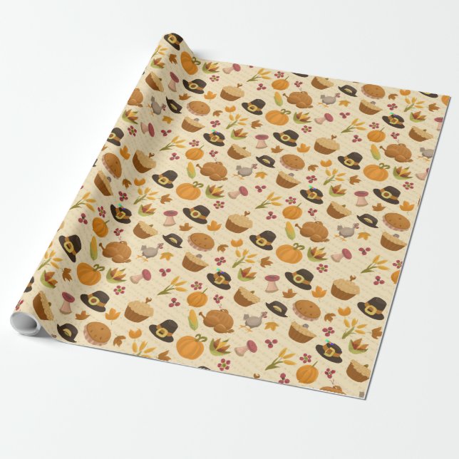 Papel De Presente Thanksgiving Wrapping Paper (Desenrolado)