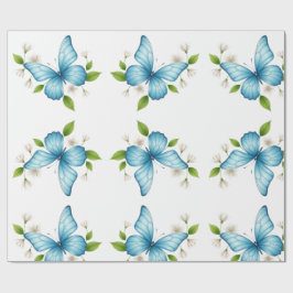 Papel De Presente The blue butterfly Wrapping Paper