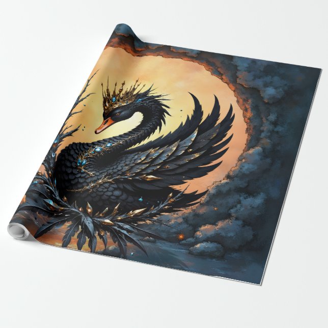 Papel De Presente The Obsidian Swan of Moonlit Grace. In the twiligh (Desenrolado)
