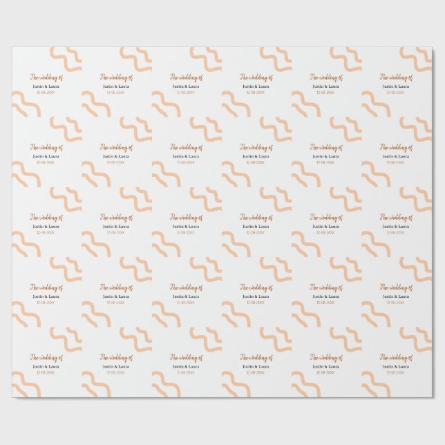 Papel De Presente The wedding of add bride groom name date peach (Aberto)