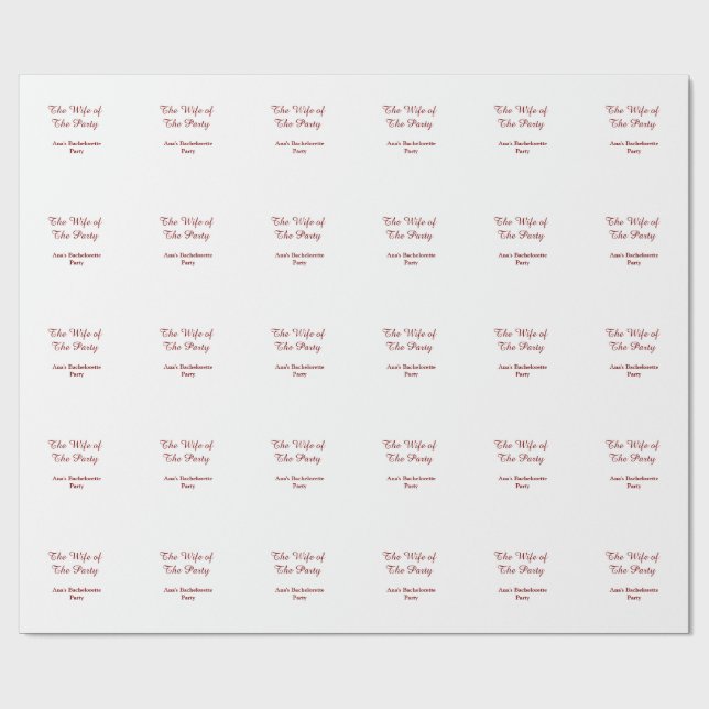 Papel De Presente The wife of the party bachelorette party name date (Aberto)
