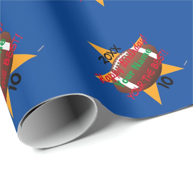 Papel De Presente Thema de Futebol Personalizado com o Presente de A (Ponta do rolo)