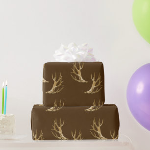 Papel De Presente Theme Deer Antlers Dark Brown Gift Wrap