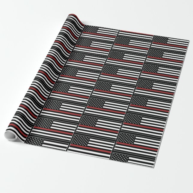Papel De Presente Thin Red Line USA Flag Fire Department (Desenrolado)