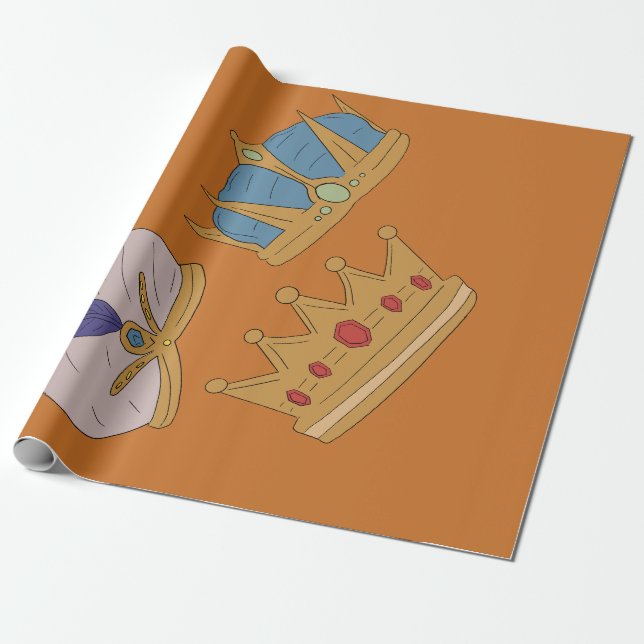 PAPEL DE PRESENTE THREE KING CROWN WRAPPING PAPER  (Desenrolado)