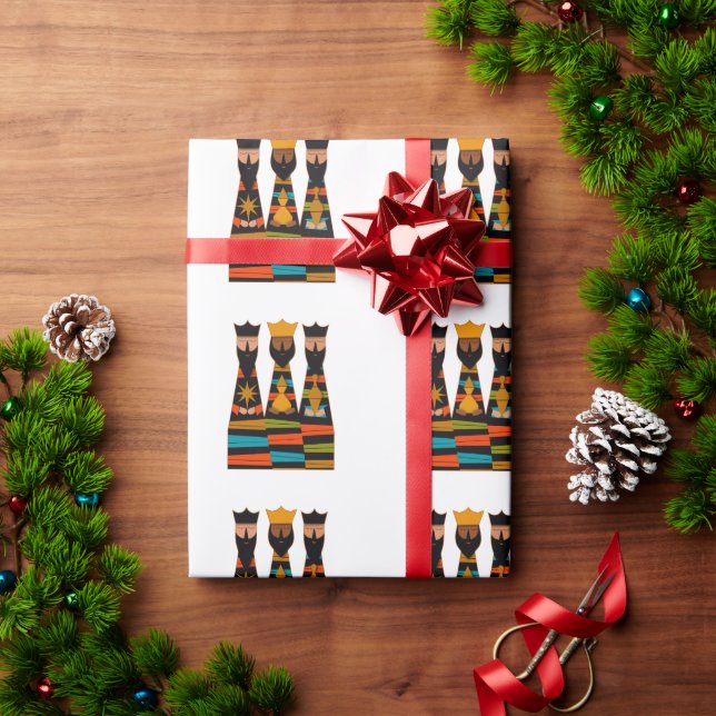 Papel De Presente Three Wise Men Modern Mid-Century (Presente de Natal)