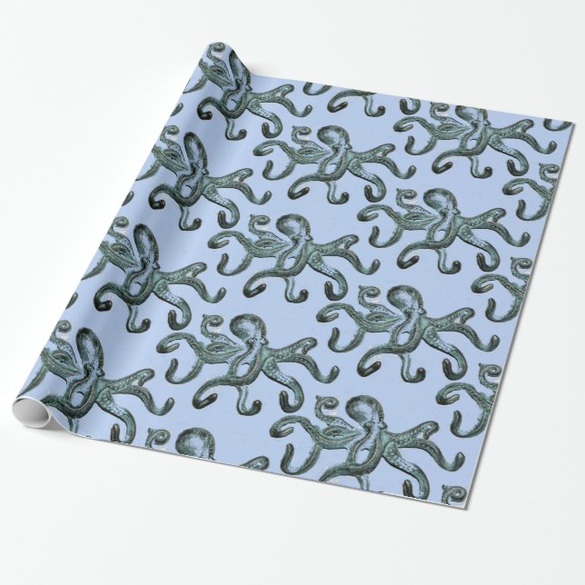 Papel De Presente Thunder_Cove de Octopus Azul (Desenrolado)