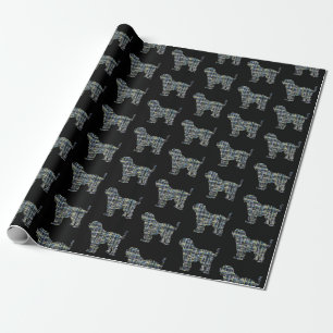 Papel De Presente Tibetano Terrier Dog Silhouket Amarelo e Preto