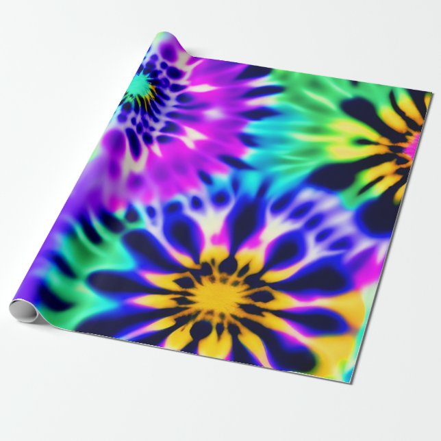 Papel De Presente Tie Dye Swirling Pattern Design (Desenrolado)