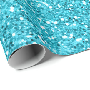 Papel De Presente Tiffany Glitter Aqua Ocean Turquoise Glam Minimame