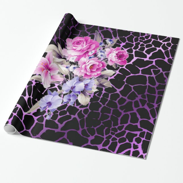 Papel De Presente Tigar Rosa Puro e Roxo do Luxo (Desenrolado)