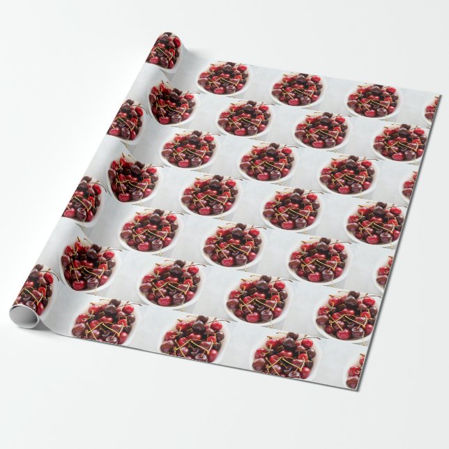 Papel De Presente tigela de Cerejas (Desenrolado)