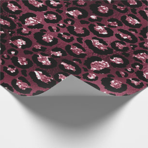 Papel De Presente Tiger Animal Black Spark Marsal Glitter Burgundy