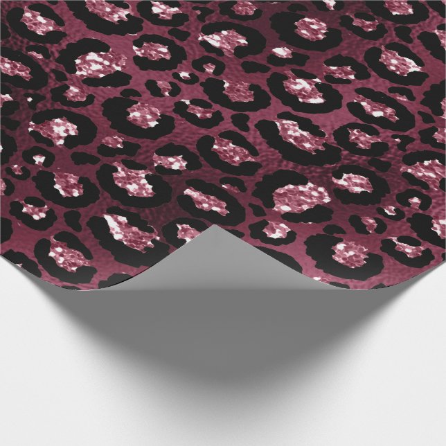 Papel De Presente Tiger Animal Black Spark Marsal Glitter Burgundy (Ponta)