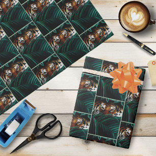 Papel De Presente Tiger Green Jungle Folaves