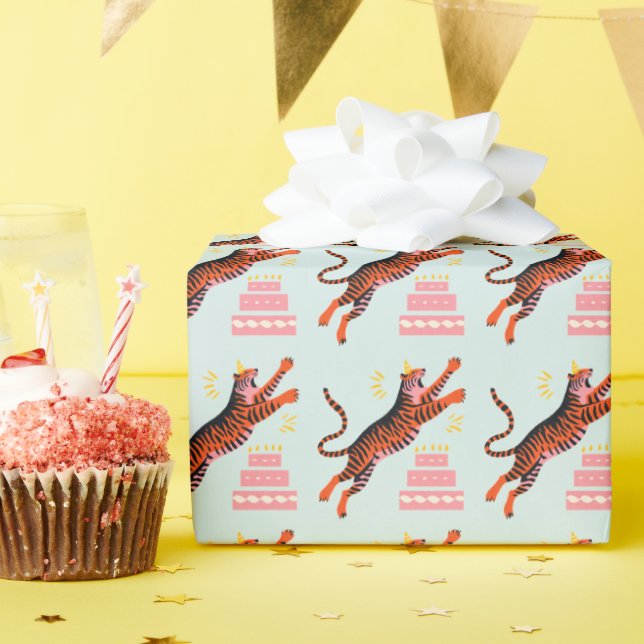 Papel De Presente Tiger Party Animals Safari Zoo Birthday (Festa de aniversário)