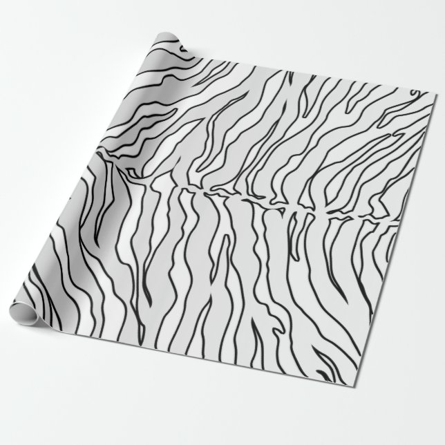 Papel De Presente Tigre Branco E Branco Impressão Animal (Desenrolado)