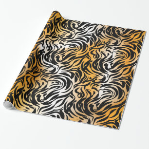 Papel De Presente Tigre de Impressão Animal Exótico e Zebra