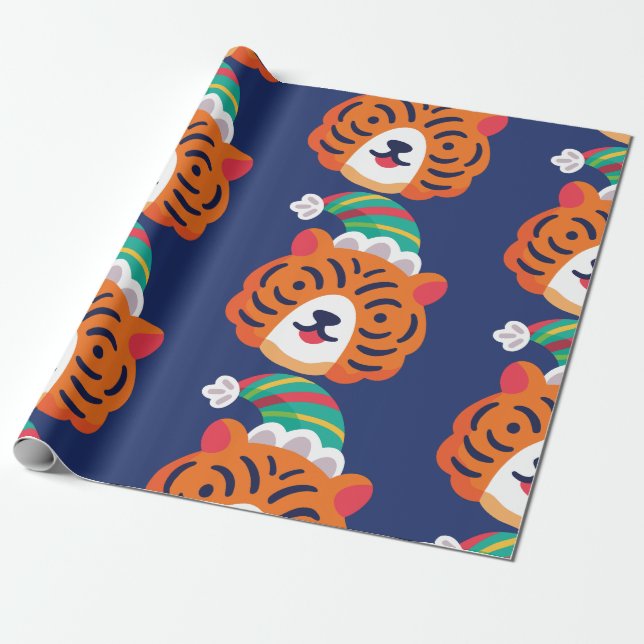 Papel De Presente tigre de natal feio santa claus (Desenrolado)