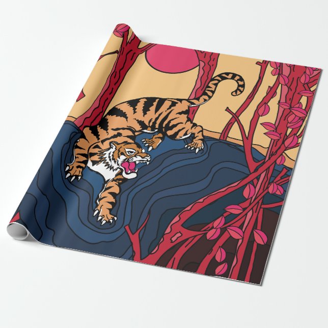 Papel De Presente Tigre Japonês (Desenrolado)
