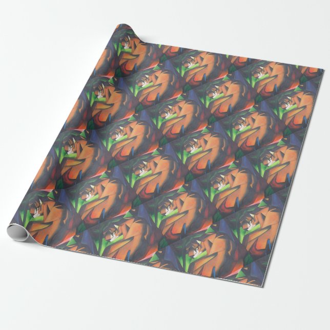 Papel De Presente Tigre No Estilo De Arte Geométrica Franz Marc (Desenrolado)