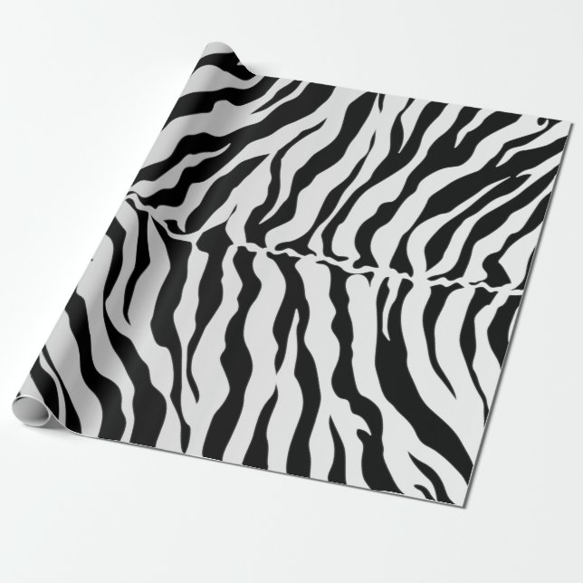 Papel De Presente Tigre Preto E Branco Impressão Animal (Desenrolado)
